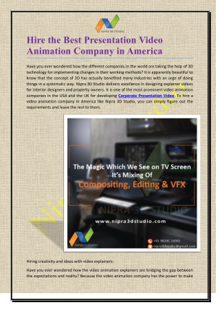 Hire the Best Presentation Video Animation Company in America