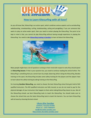 How to Learn Kitesurfing with all Ease?