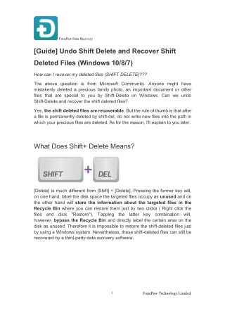 [Guide] Undo Shift Delete and Recover Shift Deleted Files (Windows 10/8/7)