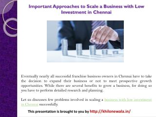 Important Approaches to Scale a Business with Low Investment in Chennai