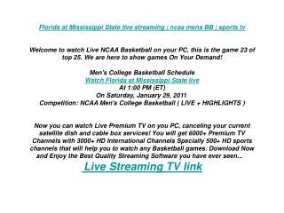 Florida at Mississippi State live streaming | ncaa mens BB |
