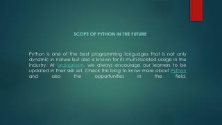 Scope of Python in Future