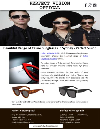 Beautiful Range of Celine Sunglasses in Sydney - Perfect Vision