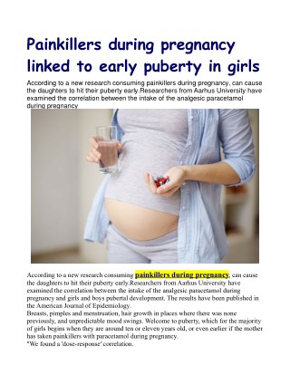 Painkillers during pregnancy linked to early puberty in girls