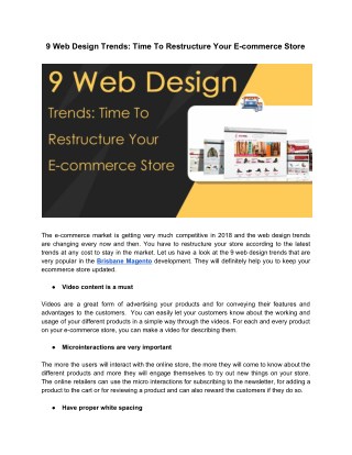9 Web Design Trends: Time To Restructure Your E-commerce Store