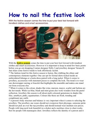 How to nail the festive look