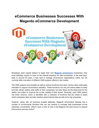 eCommerce Businesses Successes With Magento eCommerce Development
