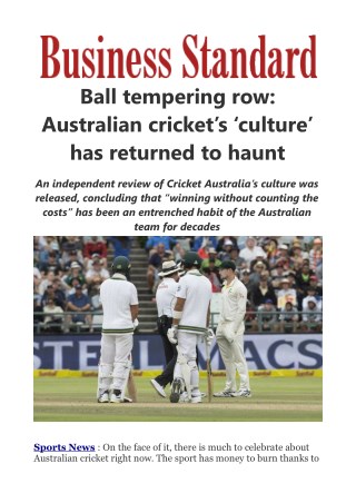 Ball tempering row: Australian cricket's 'culture' has returned to haunt
