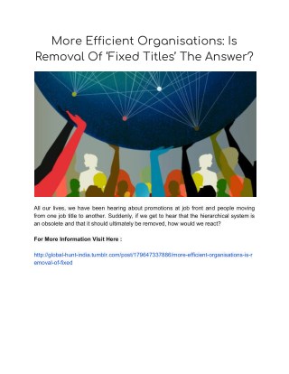 More Efficient Organisations: Is Removal Of 'Fixed Titles' The Answer?