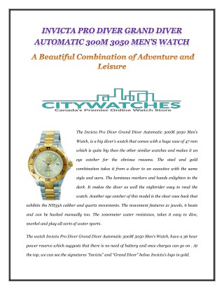 INVICTA PRO DIVER GRAND DIVER AUTOMATIC MEN’S WATCH