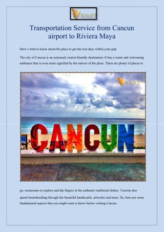 Transportation Service from Cancun airport to Riviera Maya