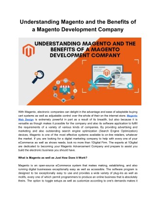 Understanding Magento and the Benefits of a Magento Development Company