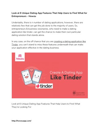 Look at 6 Unique Dating App Features That Help Users to Find What for Entrepreneurs - Howzu