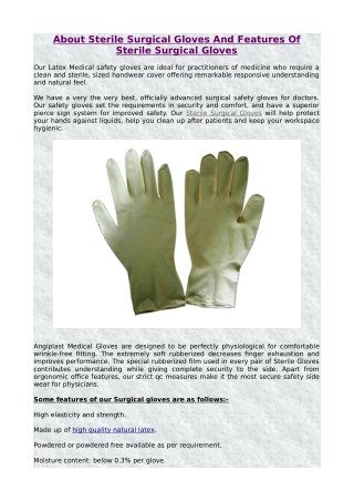 About Sterile Surgical Gloves And Features Of Sterile Surgical Gloves