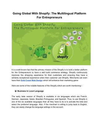 Going Global With Shopify: The Multilingual Platform For Entrepreneurs