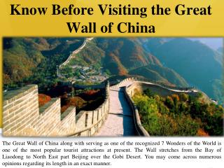 Know Before Visiting the Great Wall of China