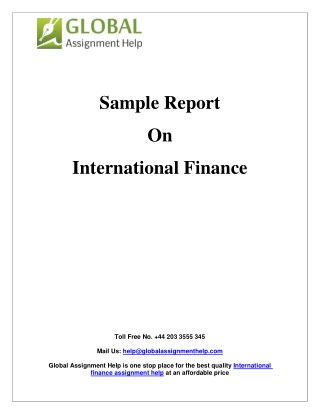 International Finance : A Sample Report By Experts