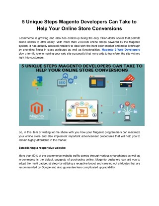 5 Unique Steps Magento Developers Can Take to Help Your Online Store Conversions
