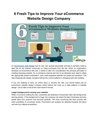 6 Fresh Tips to Improve Your eCommerce Website Design Company