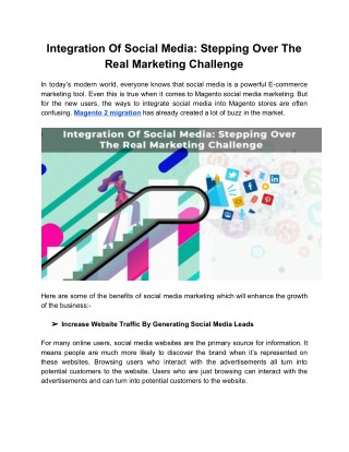 Integration Of Social Media: Stepping Over The Real Marketing Challenge