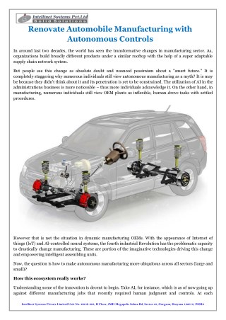 Renovate Automobile Manufacturing with Autonomous Controls