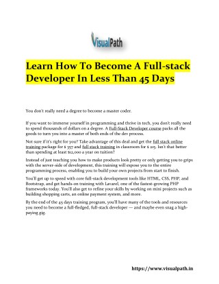 Learn How To Become A Full-stack Developer In Less Than 45 Days