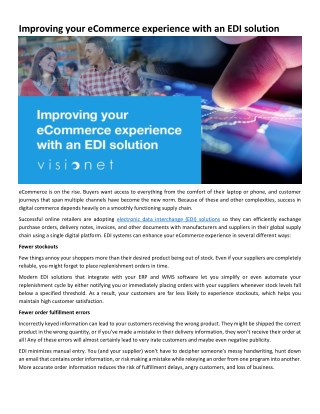 Improving your eCommerce experience with an EDI solution