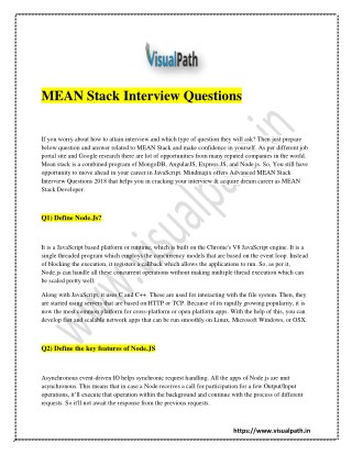 MEAN Stack Training | MEAN Stack Interview Question