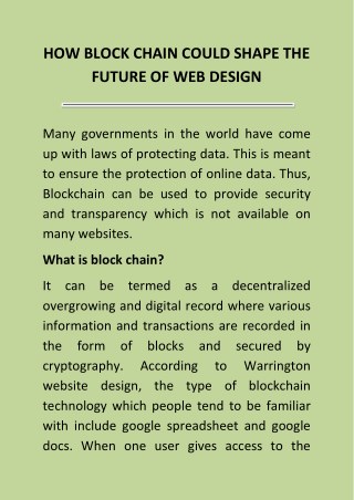 How block chain could shape the future of web design