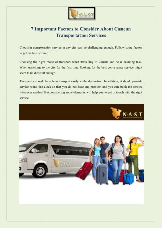 7 Important Factors to Consider About Cancun Transportation Services