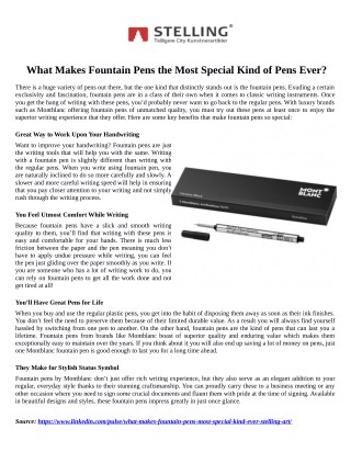 What Makes Fountain Pens the Most Special Kind of Pens Ever?
