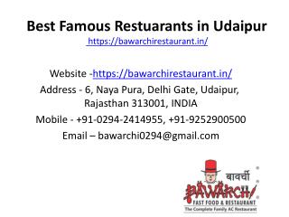 Best Famous Restuarants in Udaipur