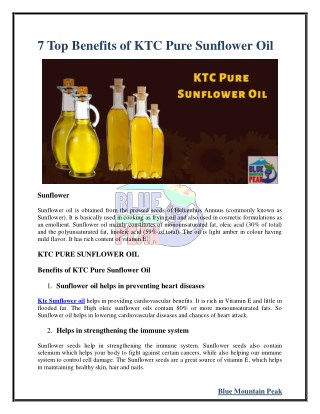 7 Top Benefits of KTC Pure Sunflower Oil