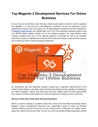 Top Magento 2 Development Services For Online Business