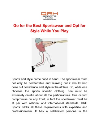 Go for the Best Sportswear and Opt for Style While You Play