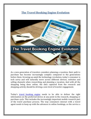 The Travel Booking Engine Evolution