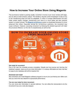 How to Increase Your Online Store Using Magento