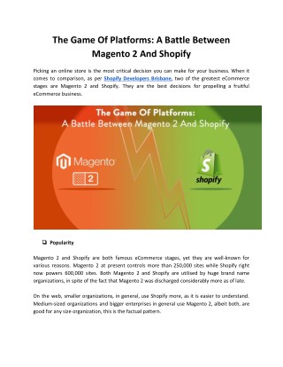 The Game Of Platforms: A Battle Between Magento 2 And Shopify