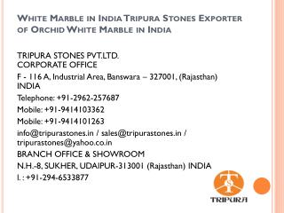White Marble in India Tripura Stones Exporter of Orchid White Marble in India