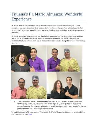 Tijuana’s Dr. Mario Almanza: Wonderful Experience