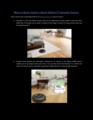 Must to Know factors about iRobot i7 Vacuum Cleaner