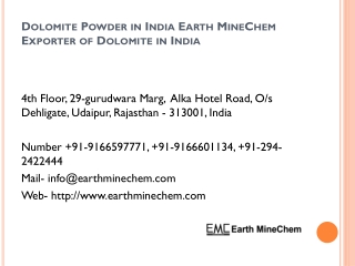 Dolomite Powder in India Earth MineChem Exporter of Dolomite in India