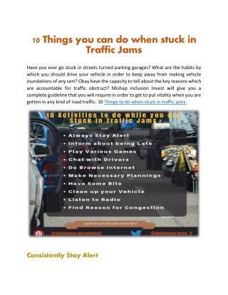 10 activities to do While you are Stuck in Traffic Jams
