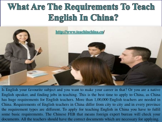 What Are The Requirements To Teach English In China?