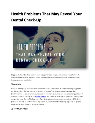Health Problems That May Reveal Your Dental Check-Up