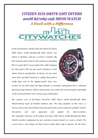 Citizen Eco-Drive GMT Divers 200M BJ7085-09E Mens Watch: A Devil with a Difference