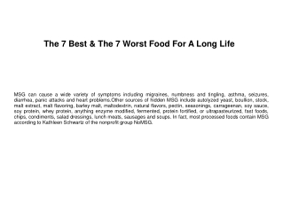 The 7 Best & The 7 Worst Food For A Long Life