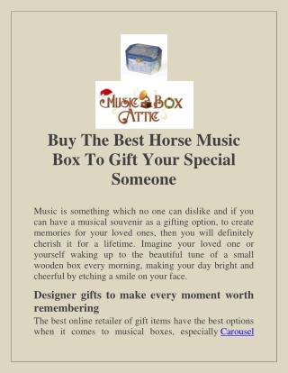 Buy The Best Horse Music Box To Gift Your Special Someone