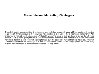Three Internet Marketing Strategies