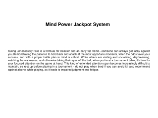 Mind Power Jackpot System